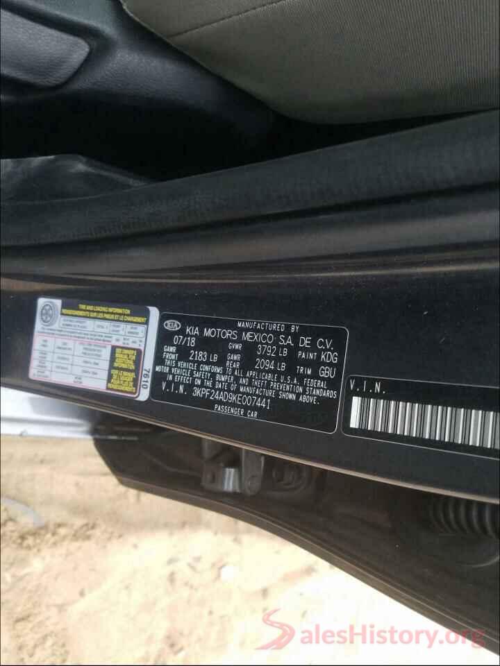 3KPF24AD9KE007441 2019 KIA FORTE