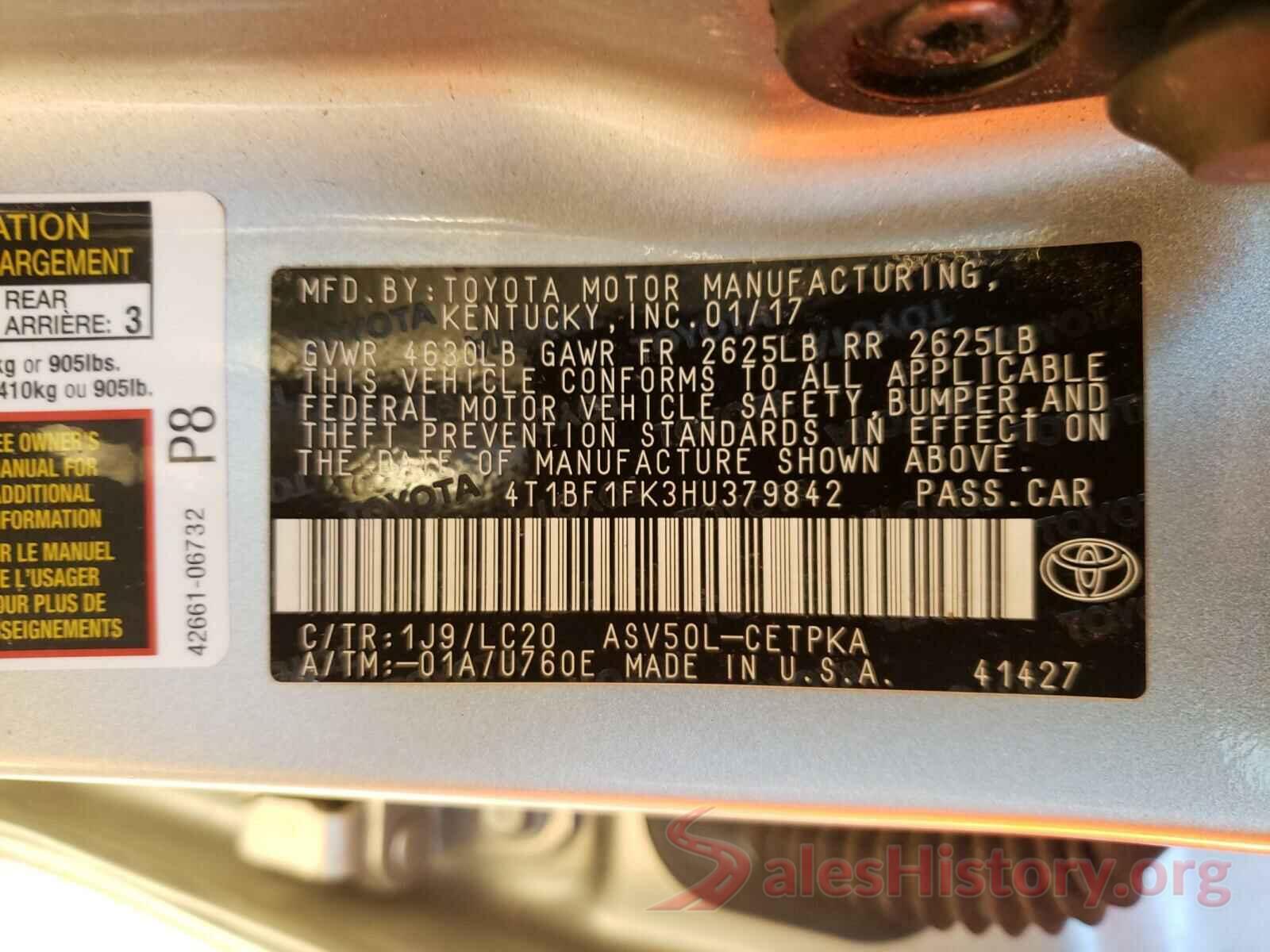 4T1BF1FK3HU379842 2017 TOYOTA CAMRY