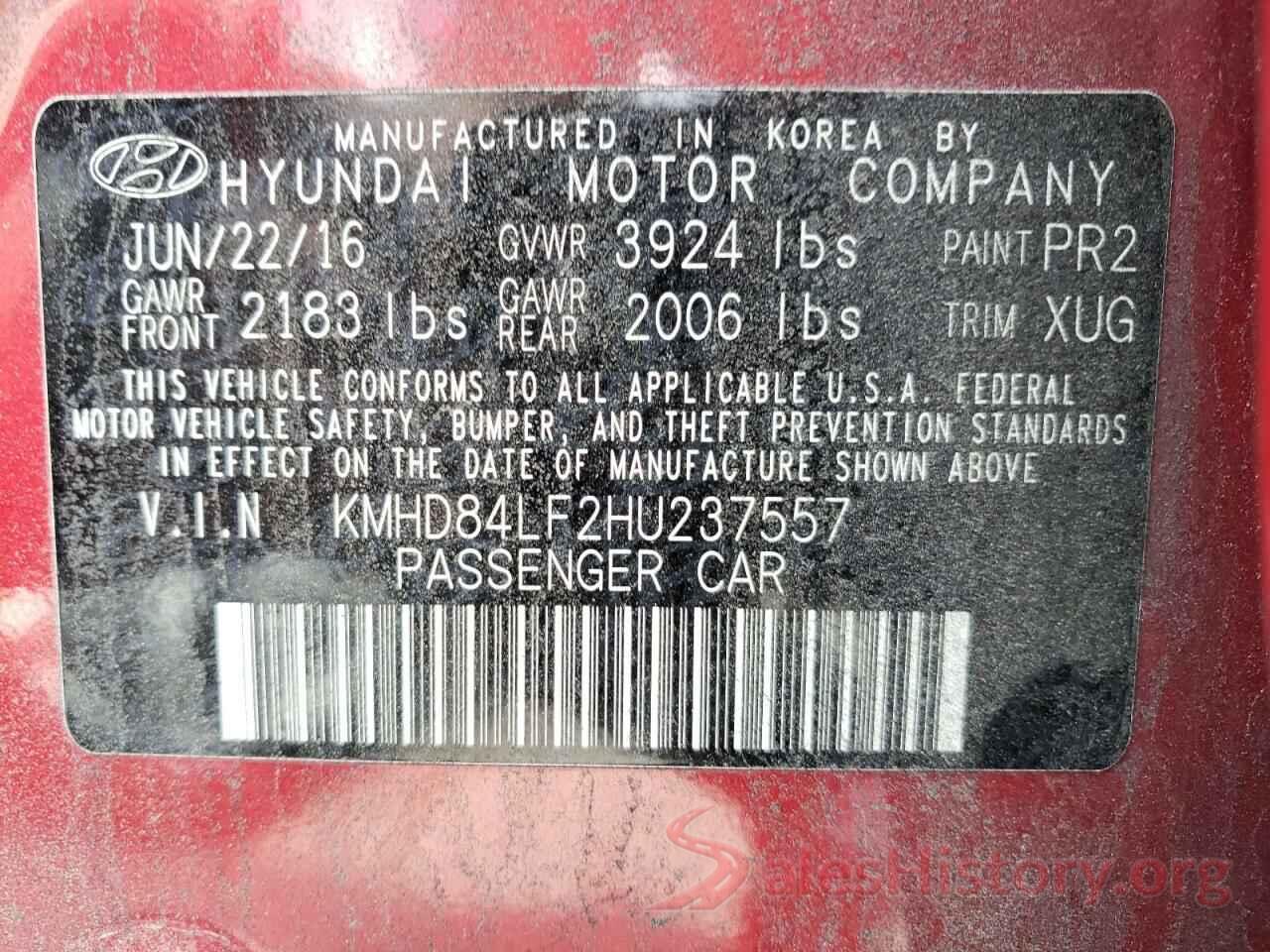 KMHD84LF2HU237557 2017 HYUNDAI ELANTRA