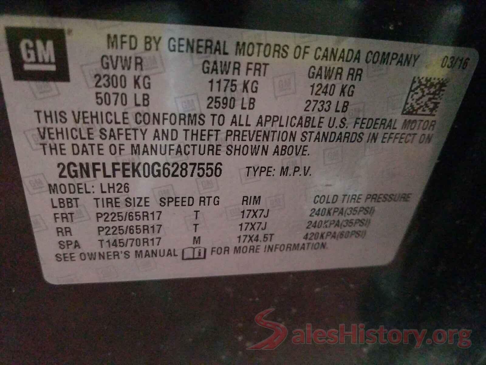 2GNFLFEK0G6287556 2016 CHEVROLET EQUINOX