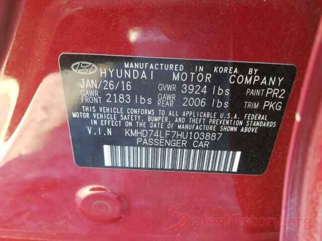 KMHD74LF7HU103887 2017 HYUNDAI ELANTRA