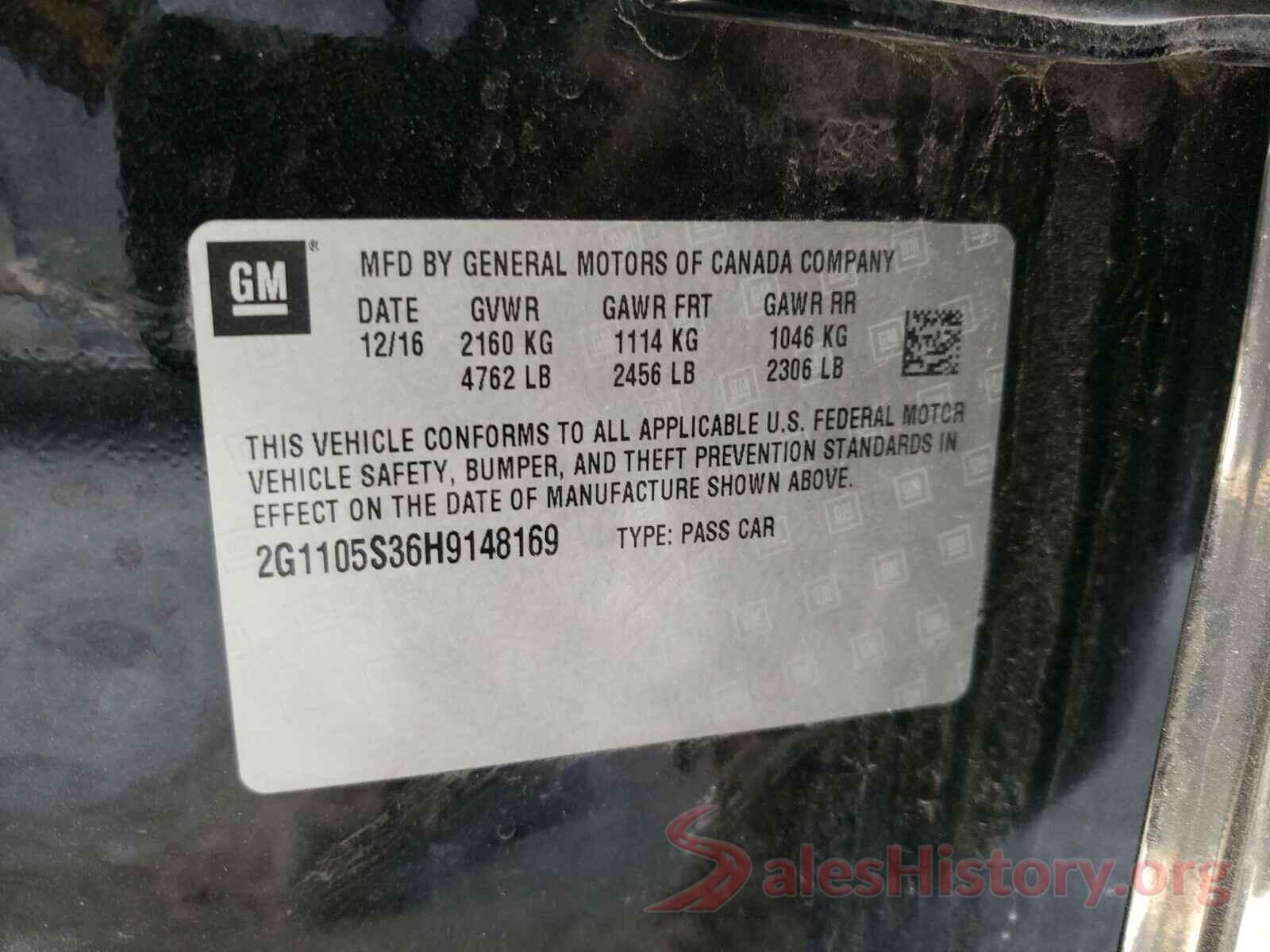 2G1105S36H9148169 2017 CHEVROLET IMPALA