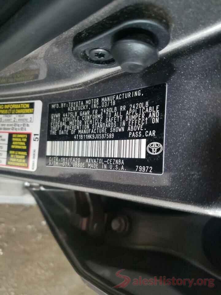 4T1B11HK9JU597589 2018 TOYOTA CAMRY