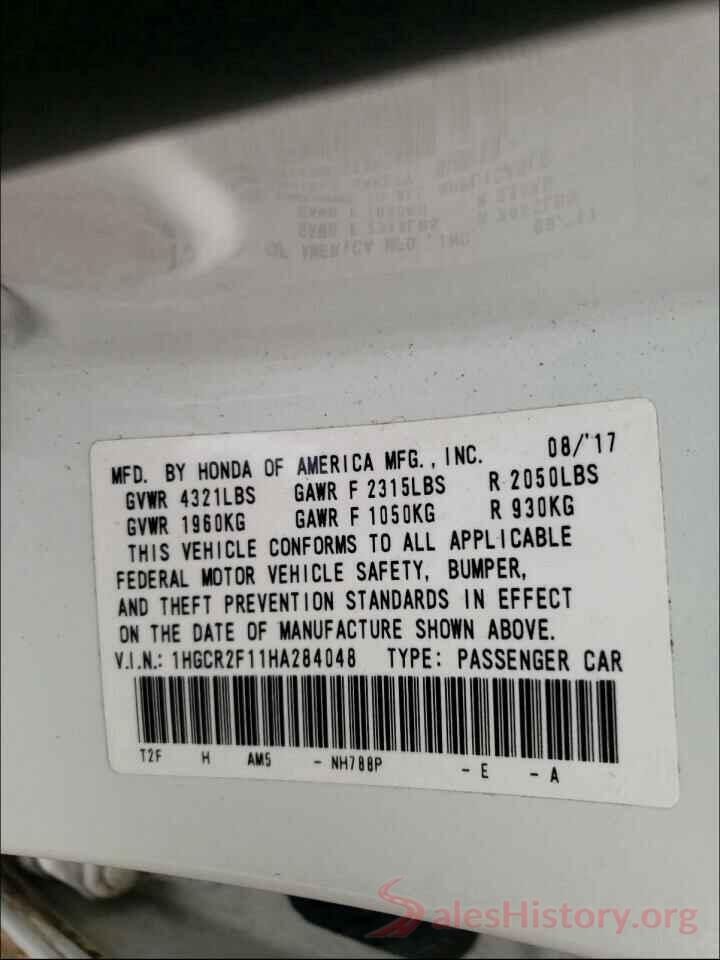 1HGCR2F11HA284048 2017 HONDA ACCORD