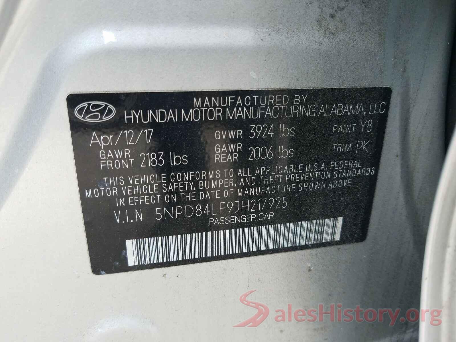 5NPD84LF9JH217925 2018 HYUNDAI ELANTRA