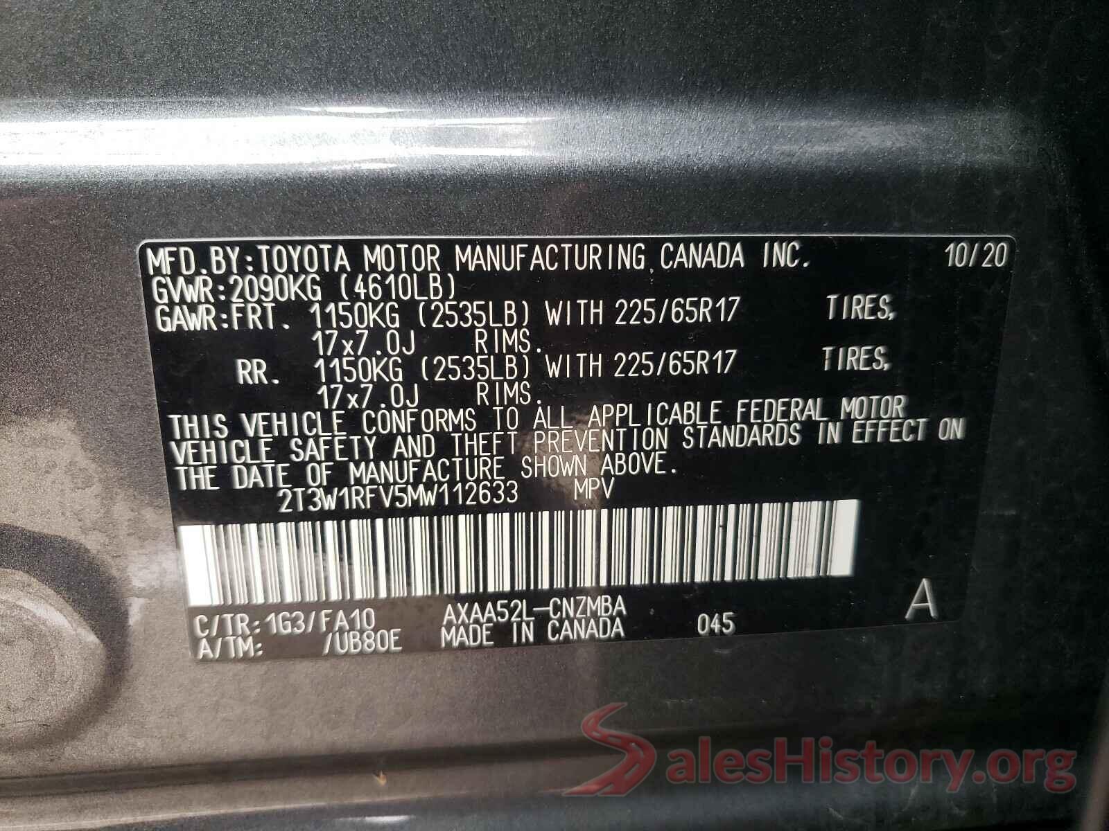 2T3W1RFV5MW112633 2021 TOYOTA RAV4