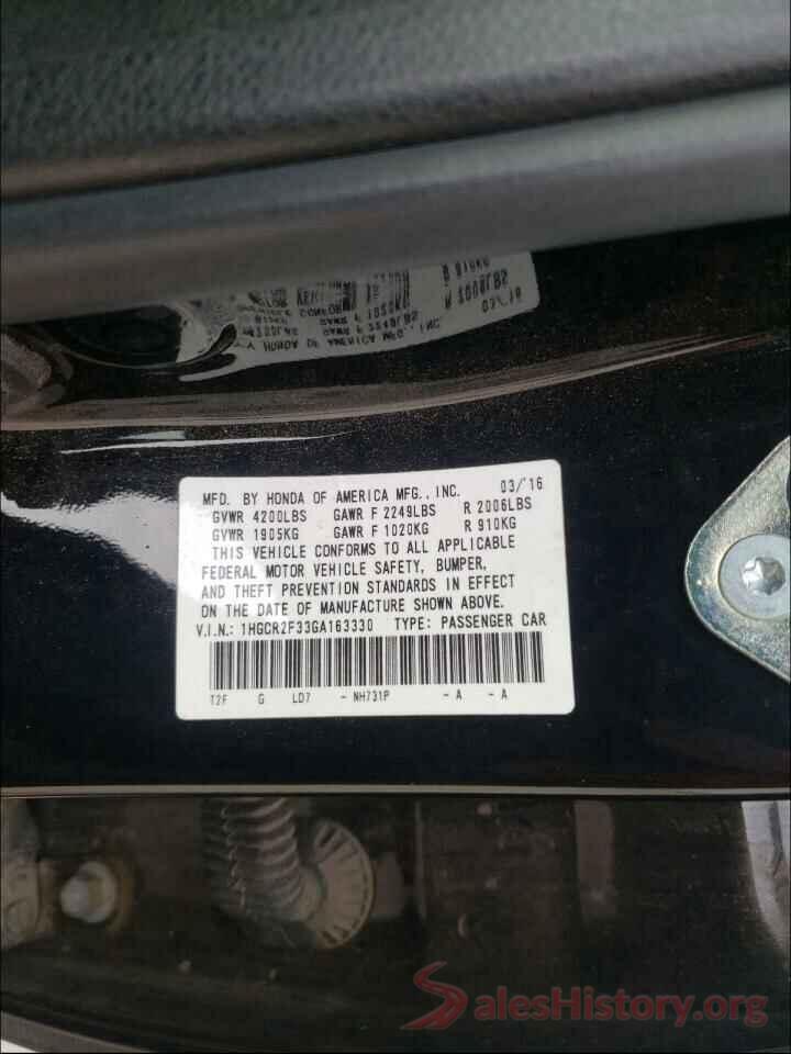 1HGCR2F33GA163330 2016 HONDA ACCORD