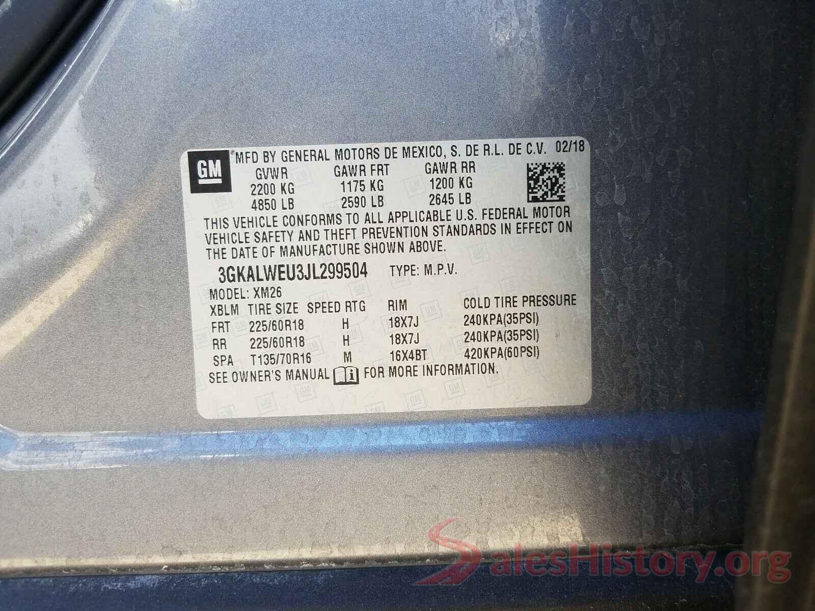 3GKALWEU3JL299504 2018 GMC TERRAIN