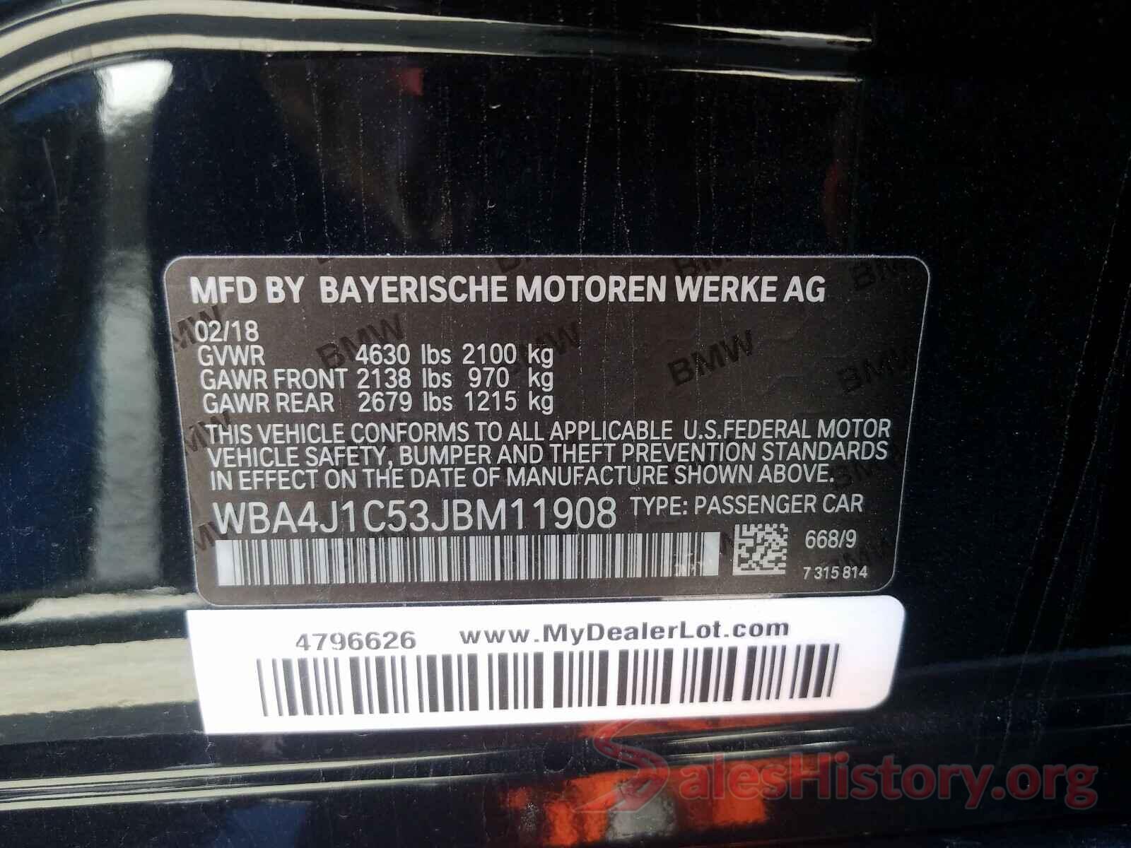 WBA4J1C53JBM11908 2018 BMW 4 SERIES