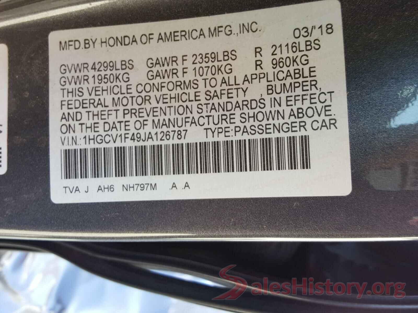 1HGCV1F49JA126787 2018 HONDA ACCORD