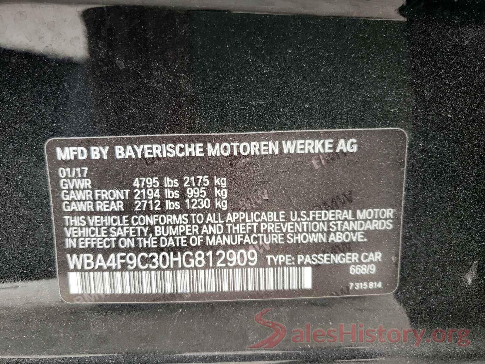 WBA4F9C30HG812909 2017 BMW 4 SERIES