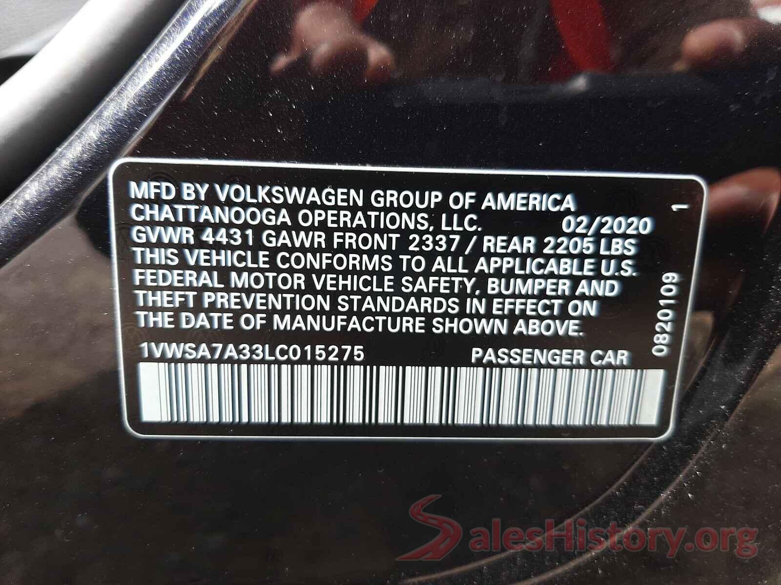 1VWSA7A33LC015275 2020 VOLKSWAGEN PASSAT