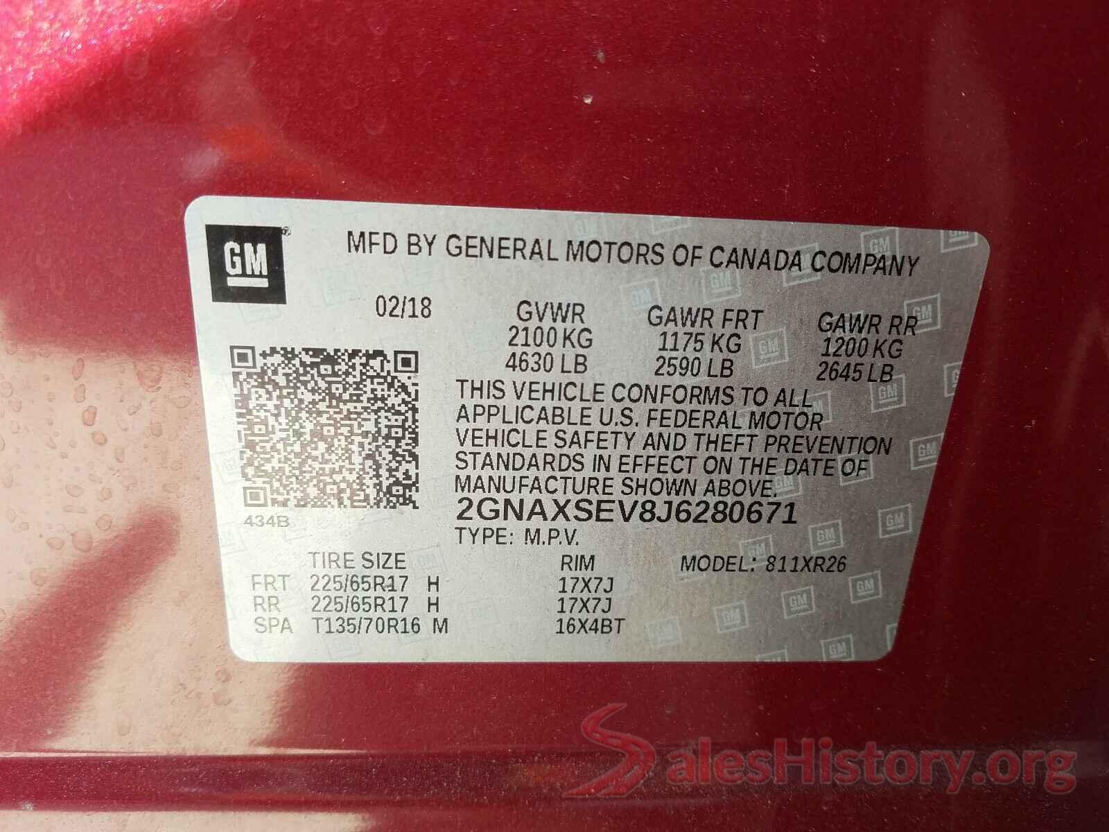 2GNAXSEV8J6280671 2018 CHEVROLET EQUINOX