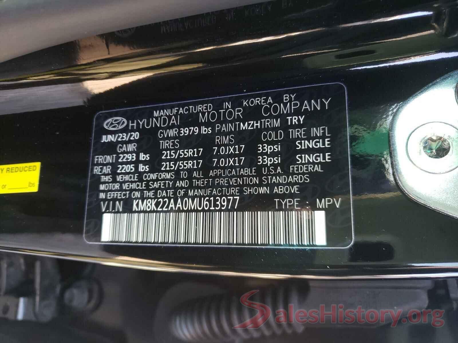 KM8K22AA0MU613977 2021 HYUNDAI KONA