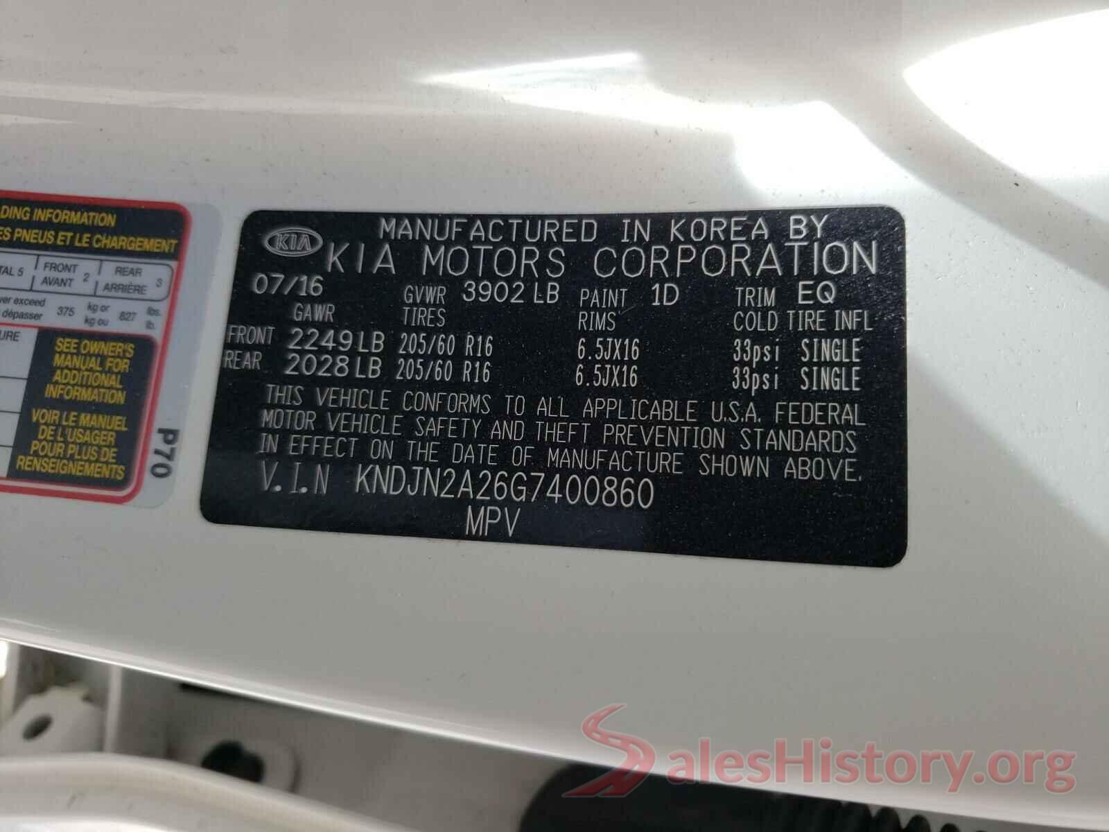 KNDJN2A26G7400860 2016 KIA SOUL