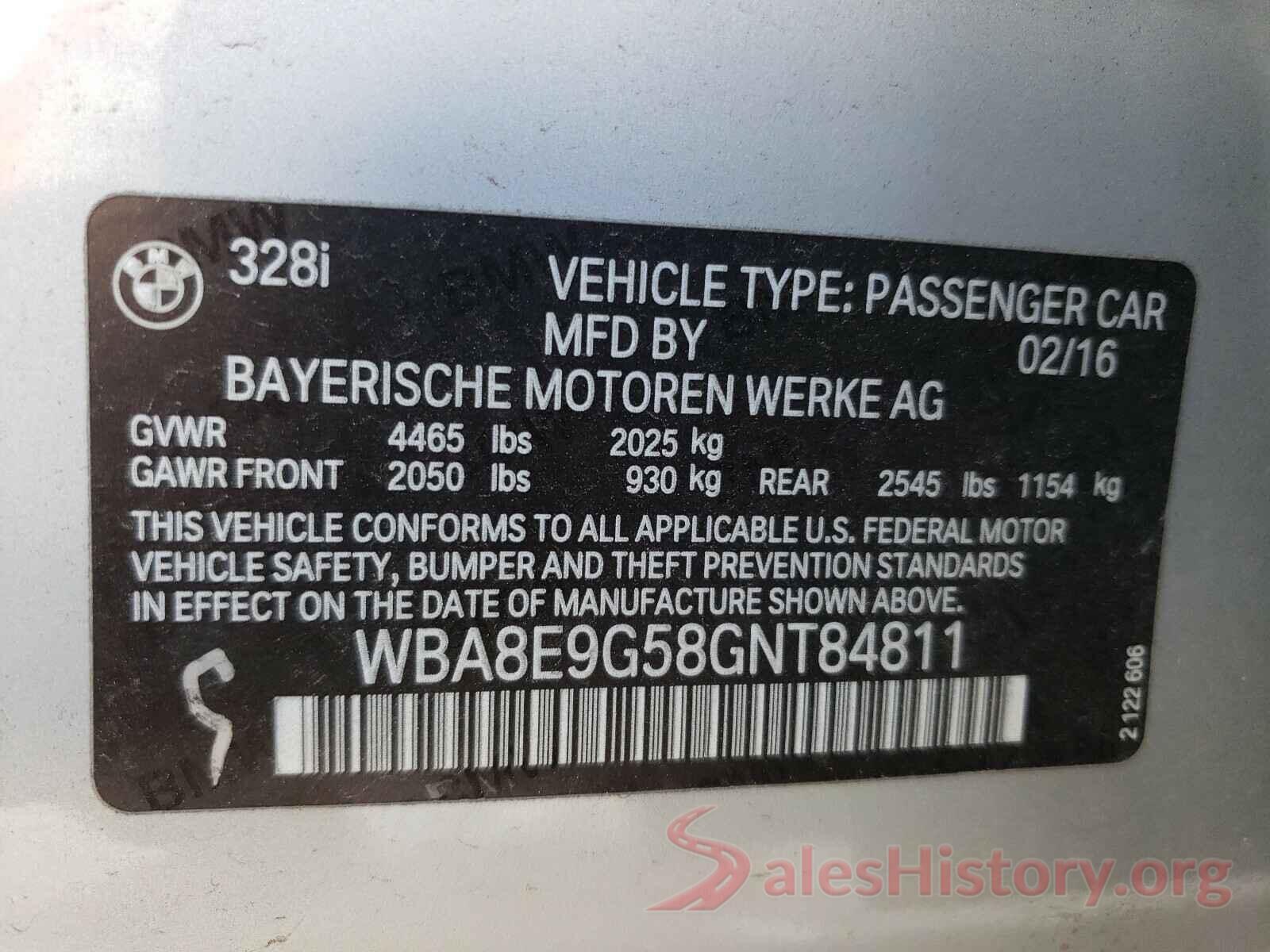 WBA8E9G58GNT84811 2016 BMW 3 SERIES