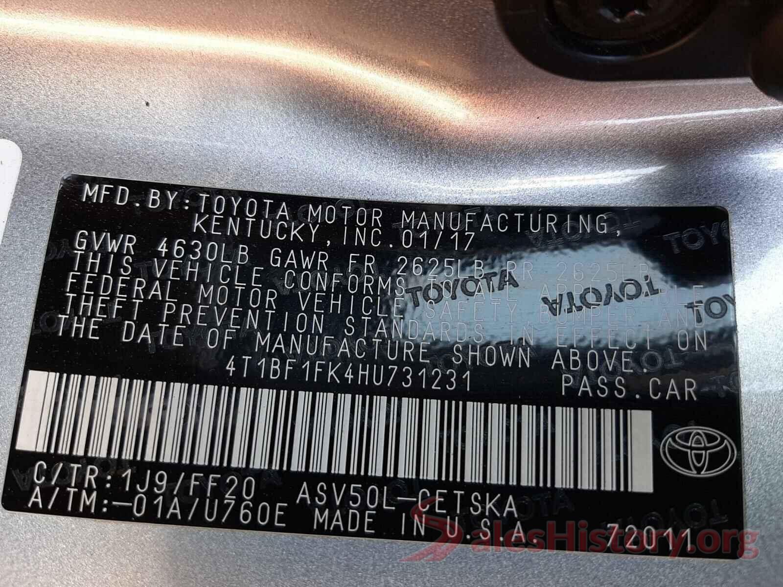 4T1BF1FK4HU731231 2017 TOYOTA CAMRY