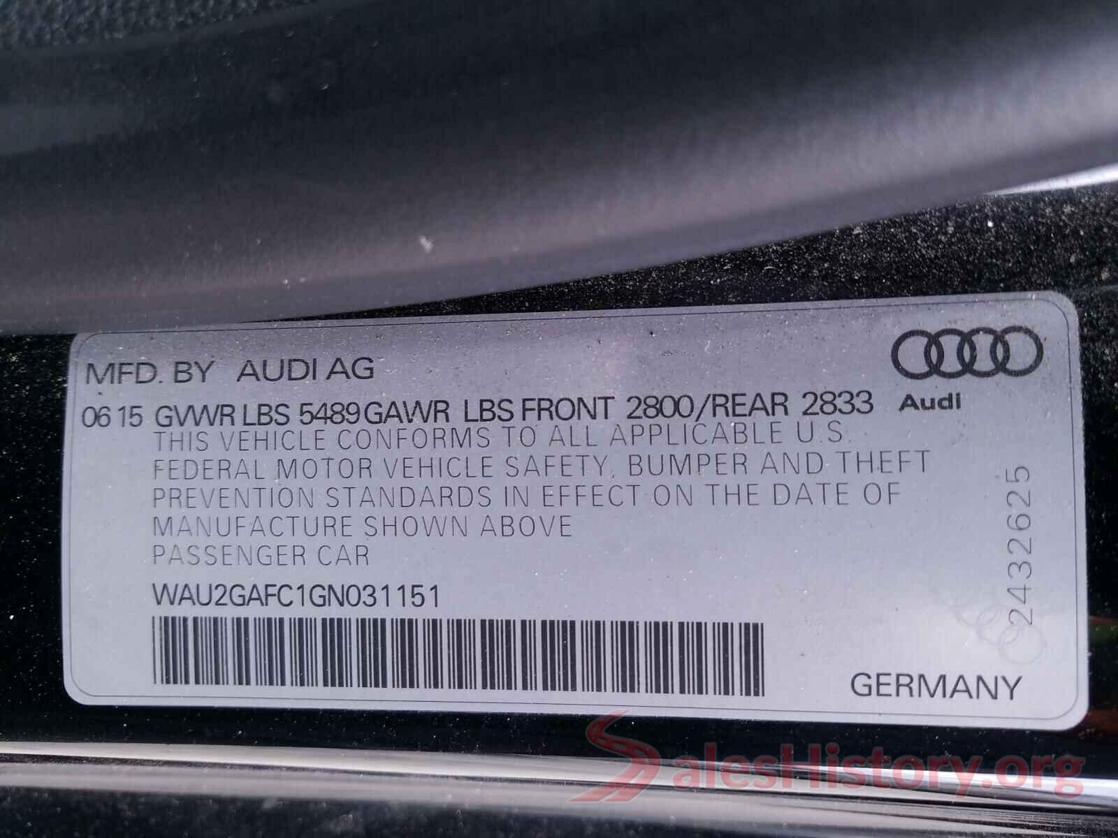 WAU2GAFC1GN031151 2016 AUDI A7