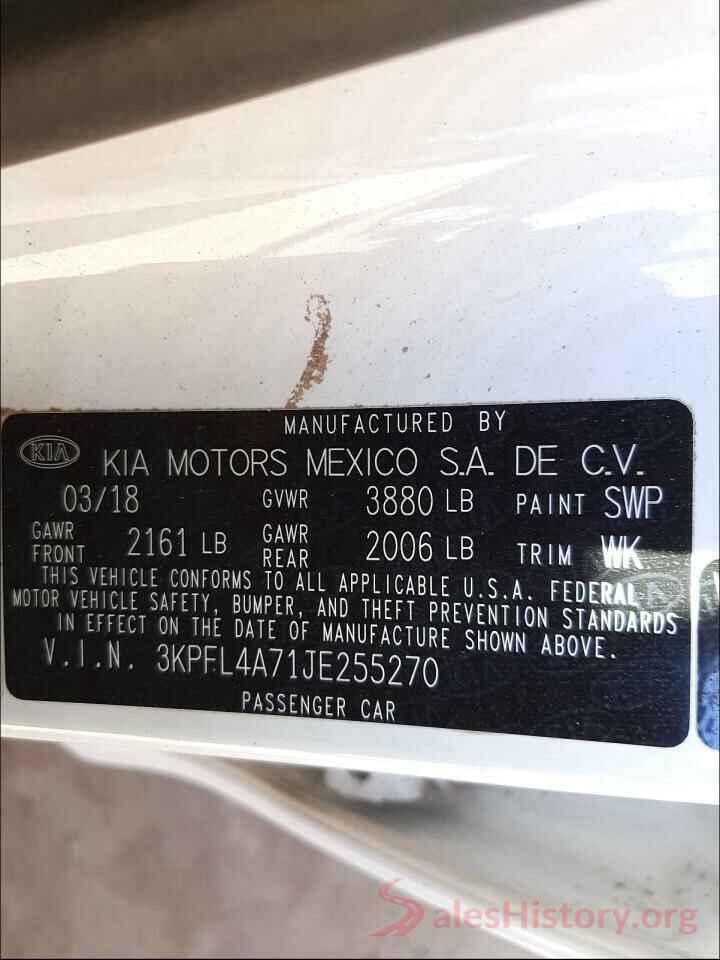 3KPFL4A71JE255270 2018 KIA FORTE