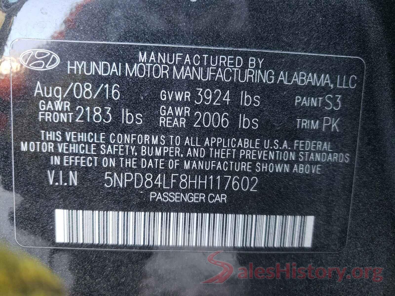 5NPD84LF8HH117602 2017 HYUNDAI ELANTRA