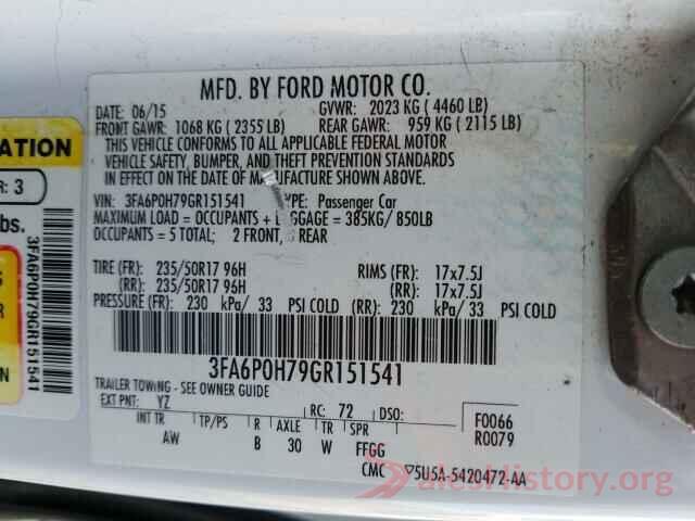 3FA6P0H79GR151541 2016 FORD FUSION