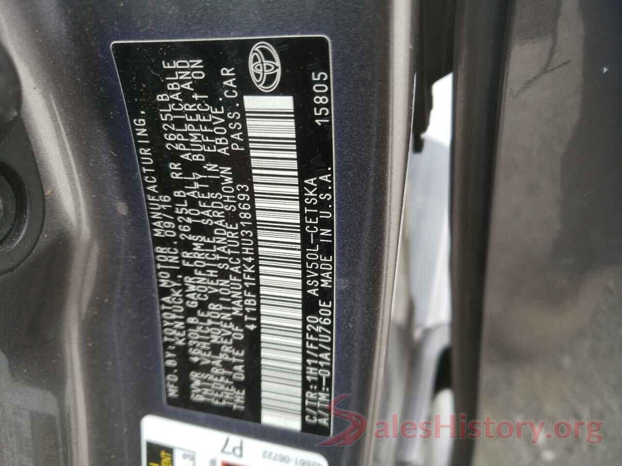 4T1BF1FK4HU318693 2017 TOYOTA CAMRY