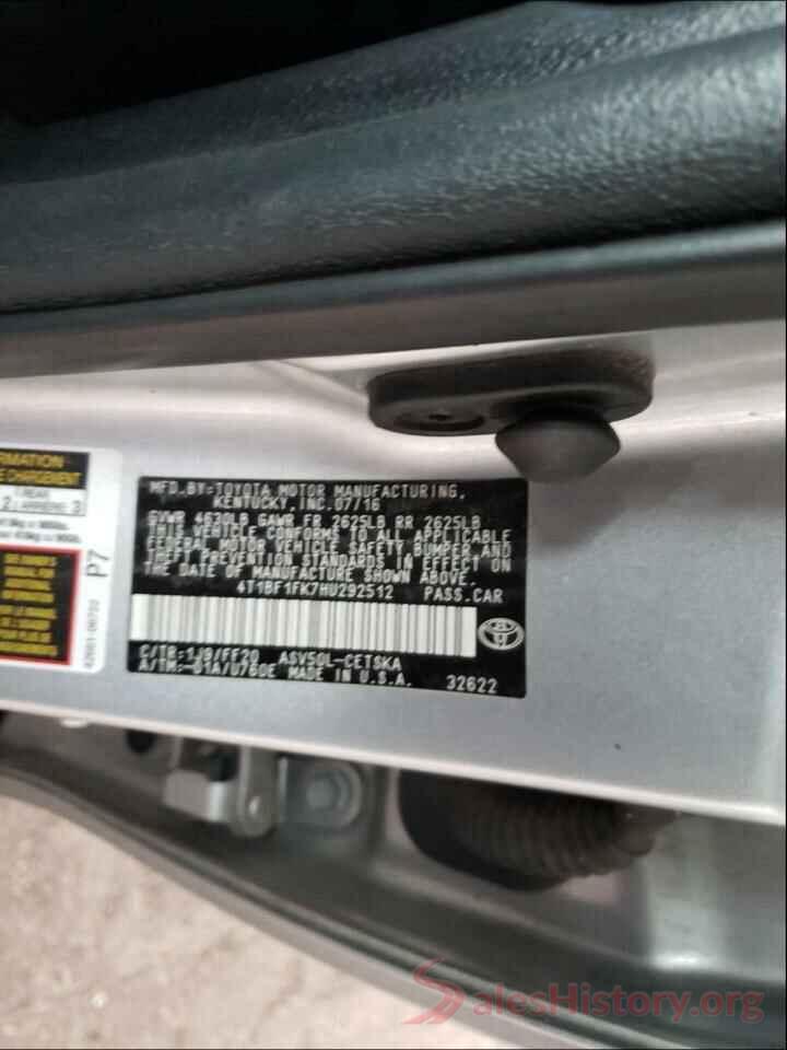 4T1BF1FK7HU292512 2017 TOYOTA CAMRY