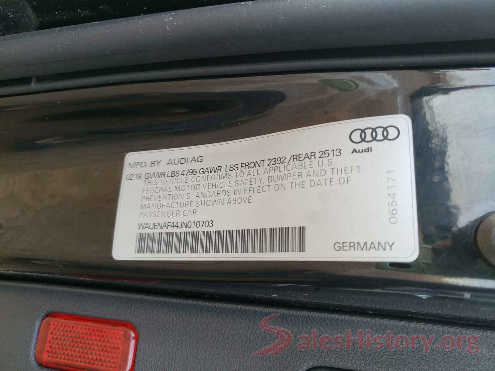 WAUENAF44JN010703 2018 AUDI A4