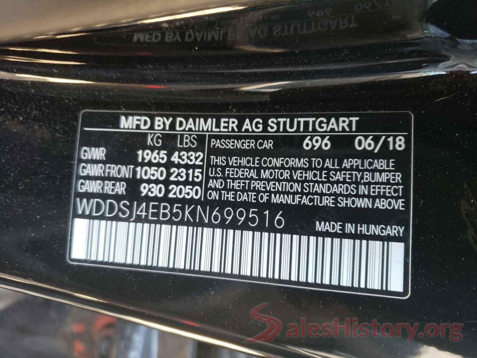 WDDSJ4EB5KN699516 2019 MERCEDES-BENZ C CLASS