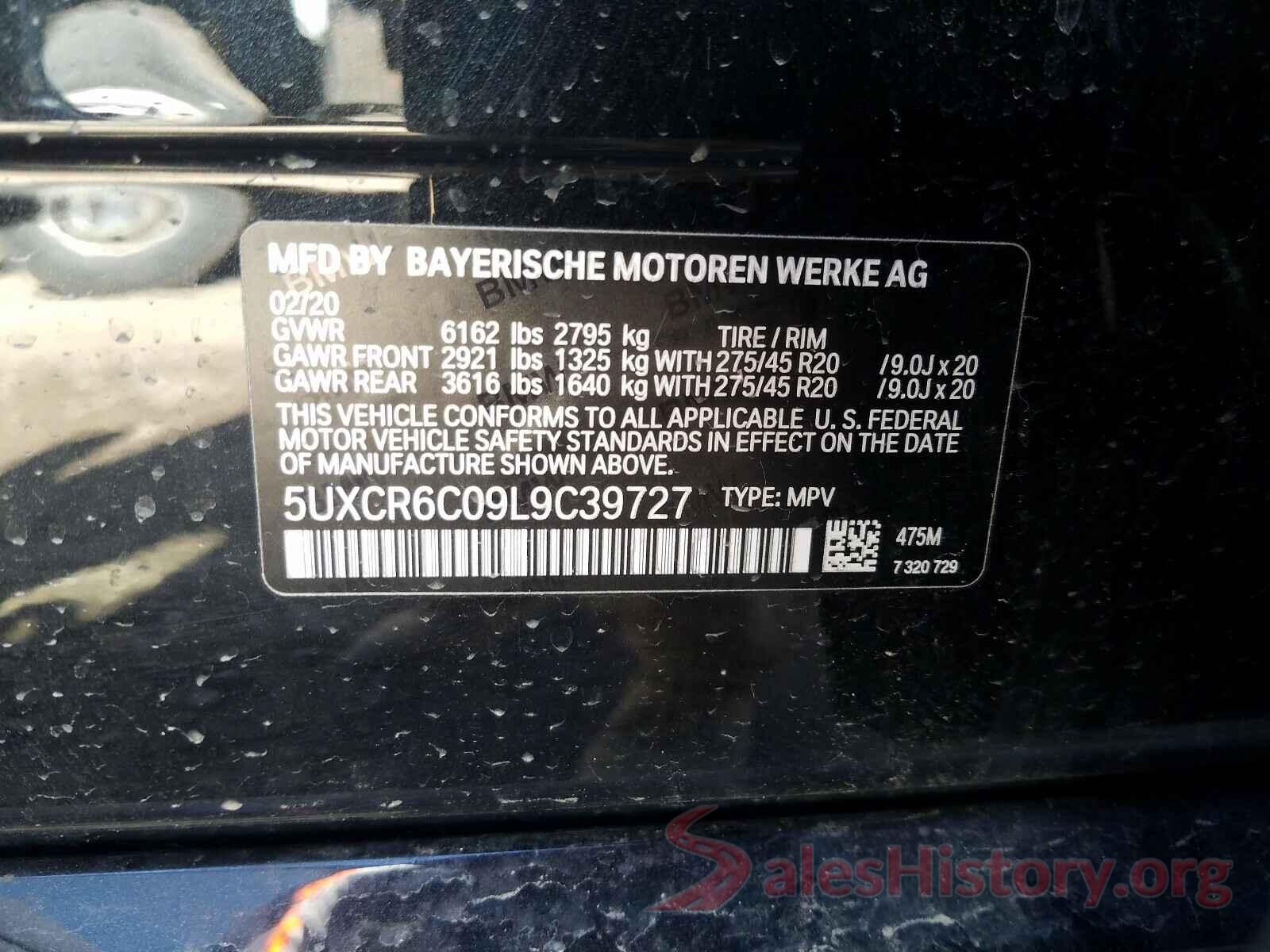 5UXCR6C09L9C39727 2020 BMW X5