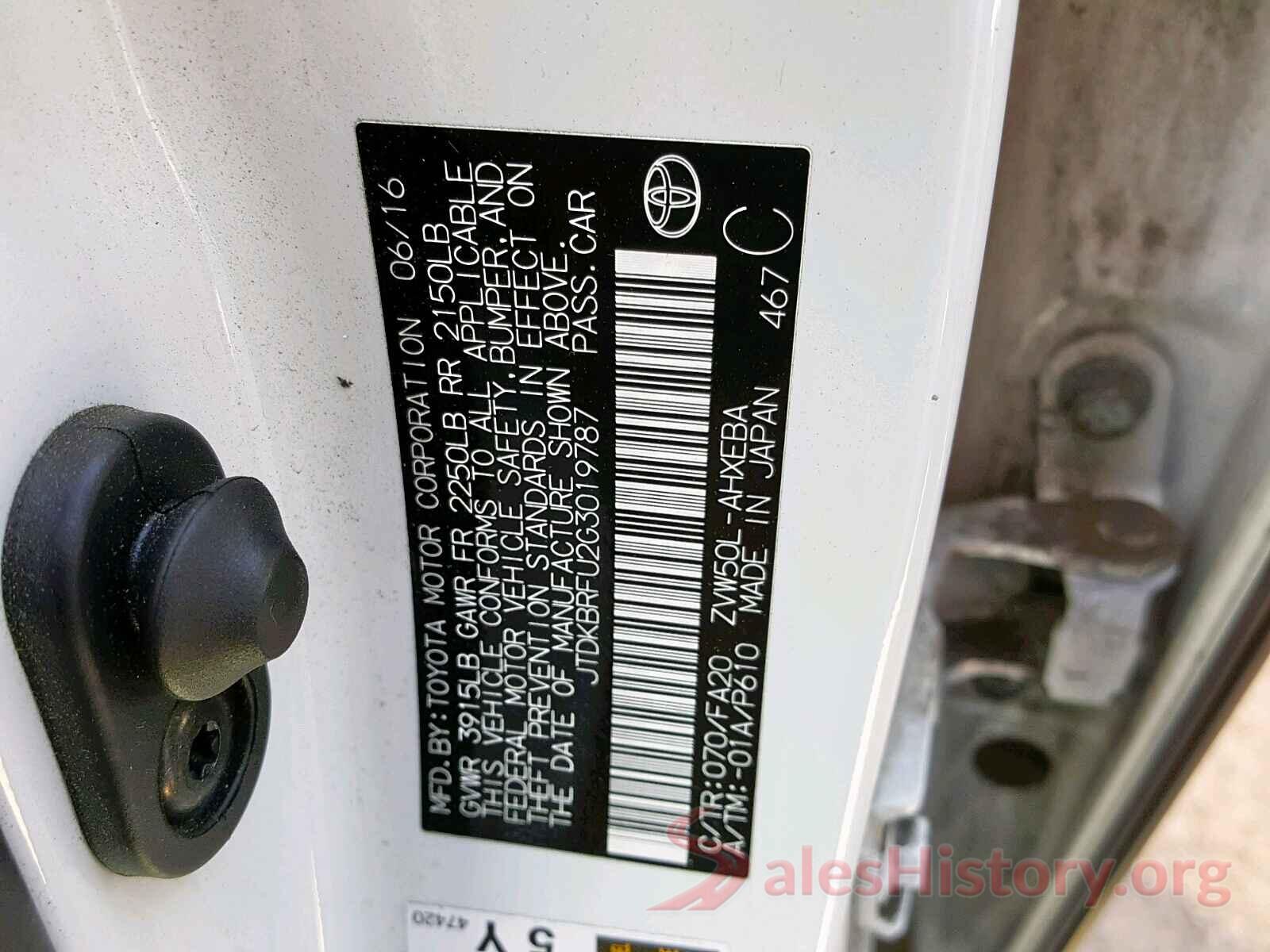 JTDKBRFU2G3019787 2016 TOYOTA PRIUS