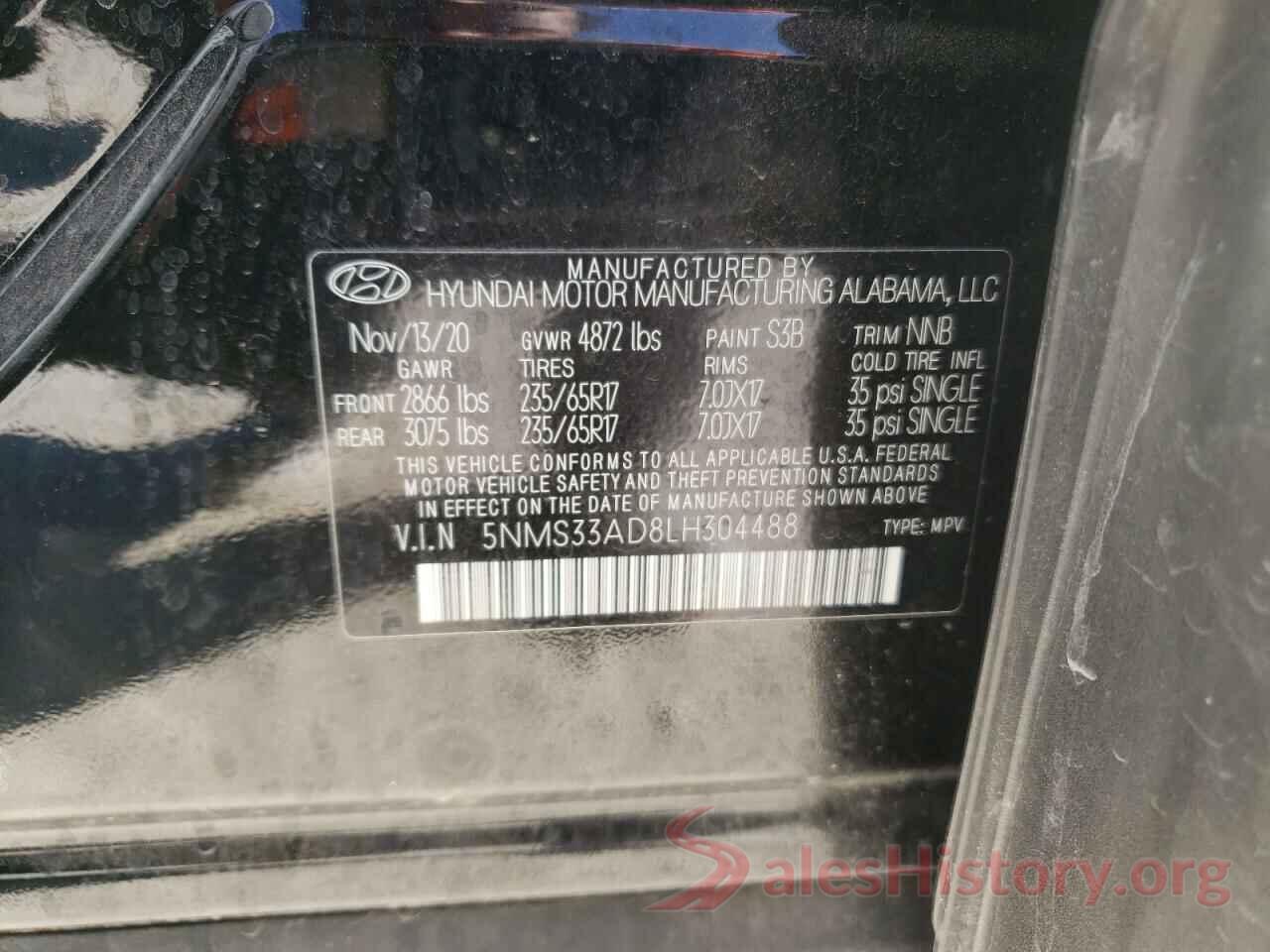 5NMS33AD8LH304488 2020 HYUNDAI SANTA FE