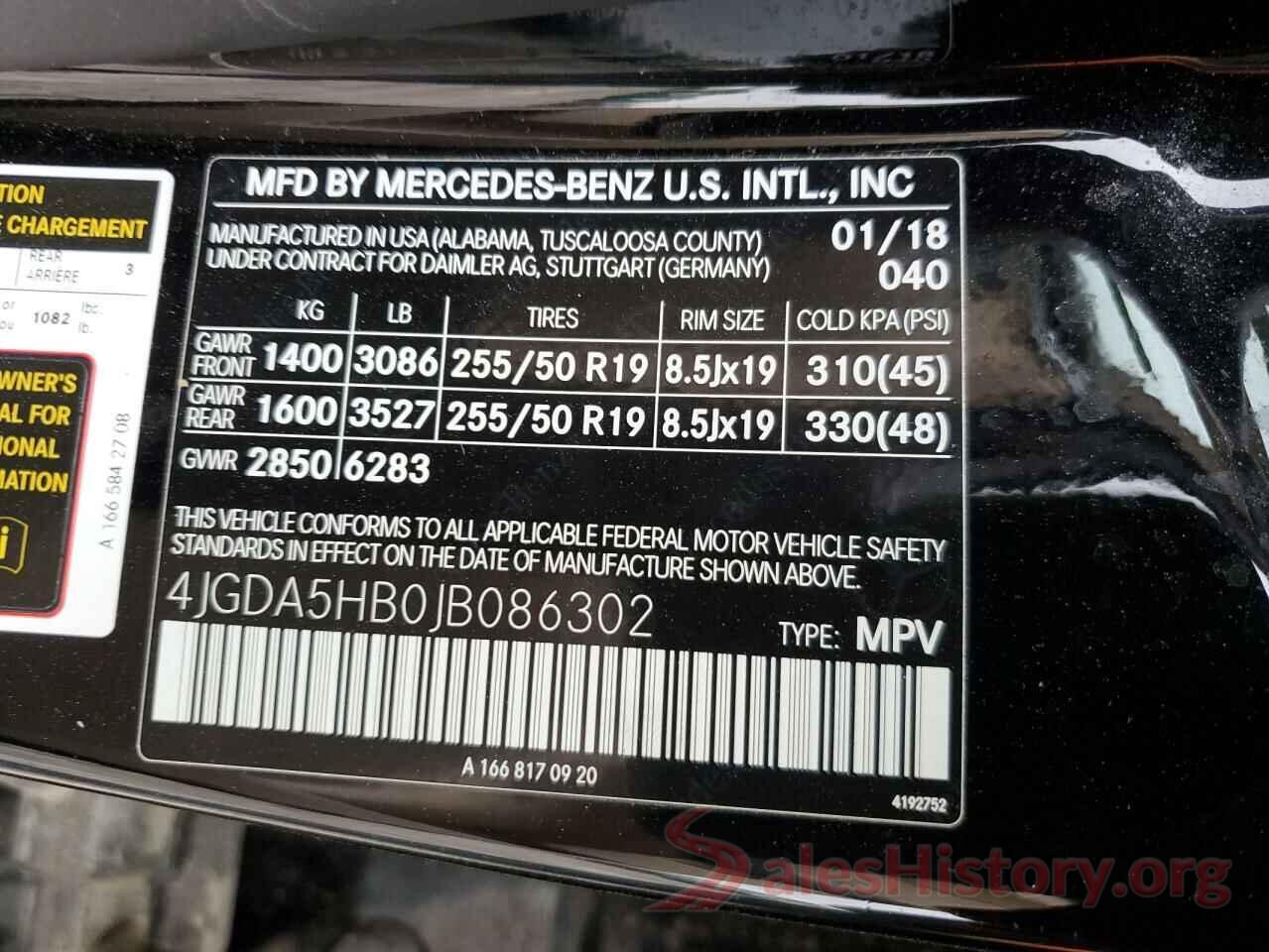 4JGDA5HB0JB086302 2018 MERCEDES-BENZ GLE-CLASS