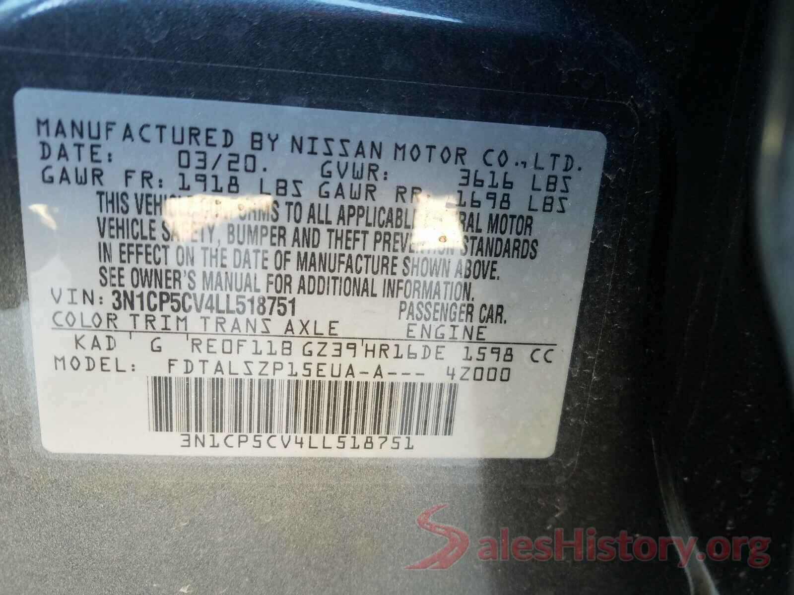 3N1CP5CV4LL518751 2020 NISSAN KICKS