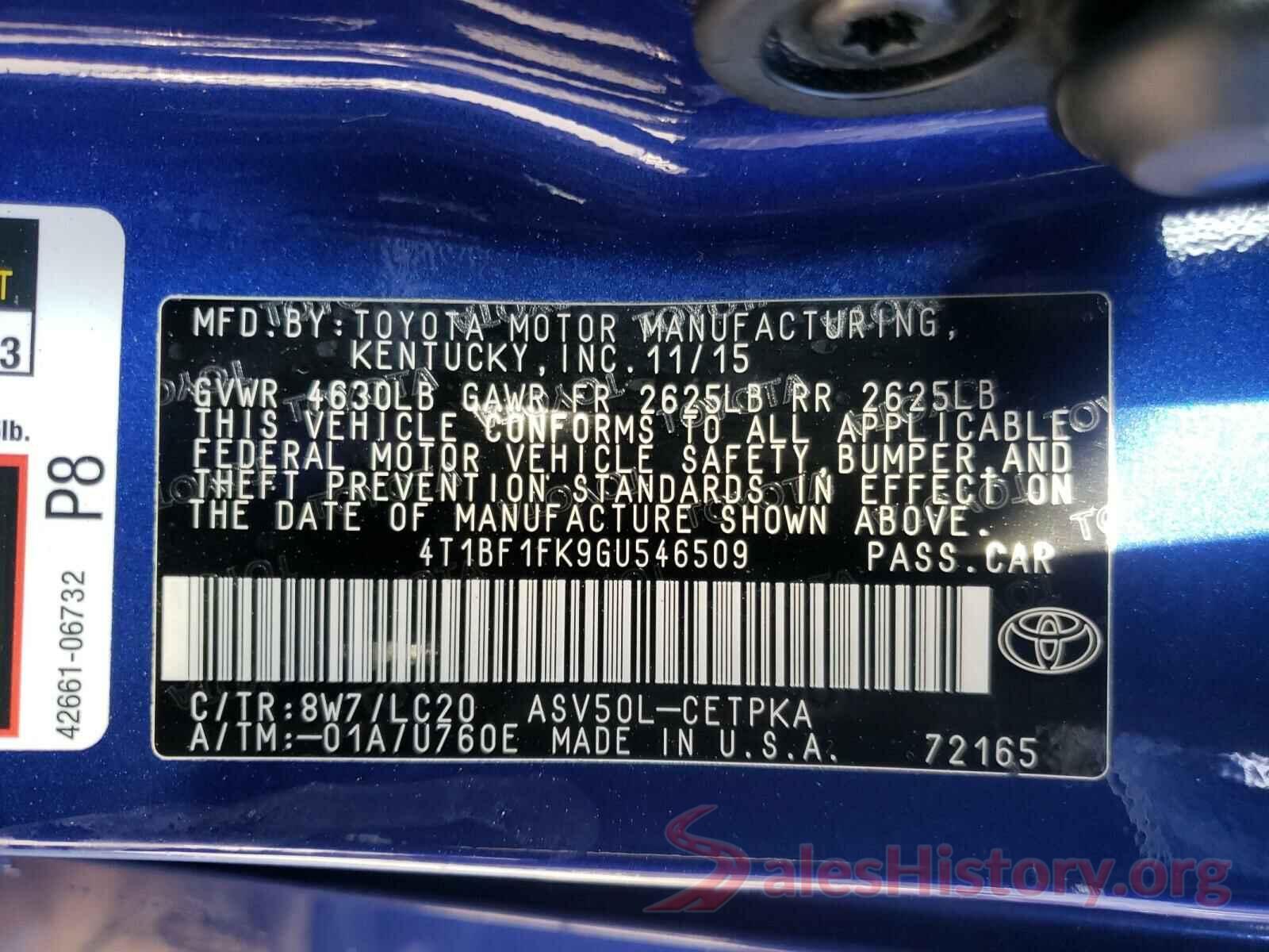 4T1BF1FK9GU546509 2016 TOYOTA CAMRY