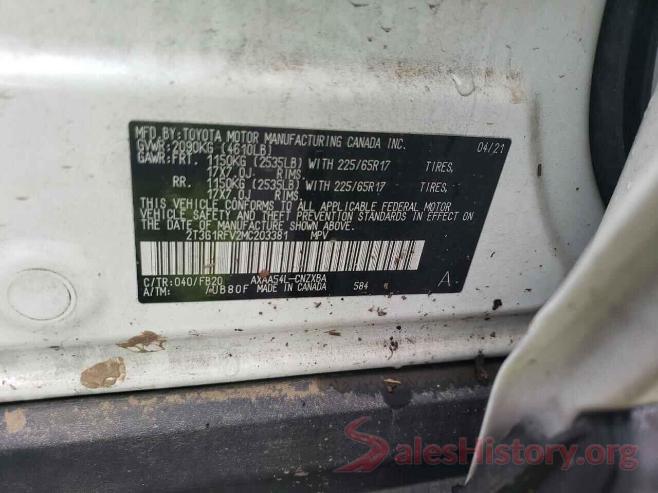 2T3G1RFV2MC203381 2021 TOYOTA RAV4