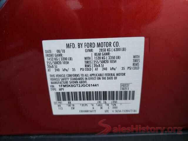 1FM5K8GT2JGC61441 2018 FORD EXPLORER