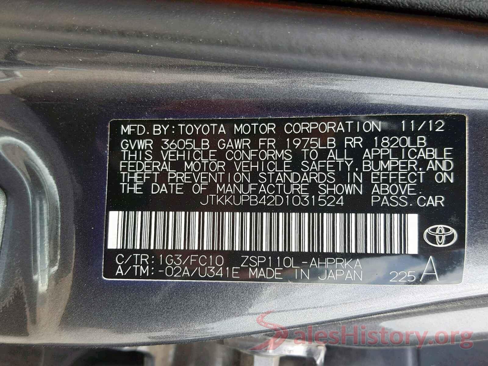 JTKKUPB42D1031524 2013 TOYOTA SCION