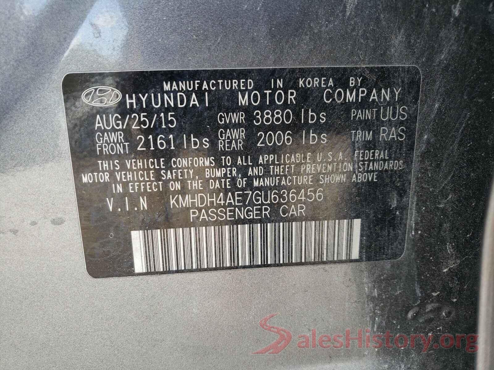 KMHDH4AE7GU636456 2016 HYUNDAI ELANTRA