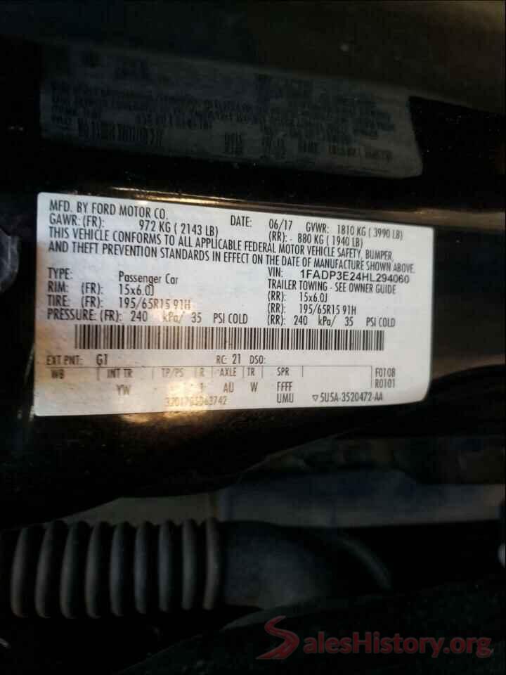 1FADP3E24HL294060 2017 FORD FOCUS