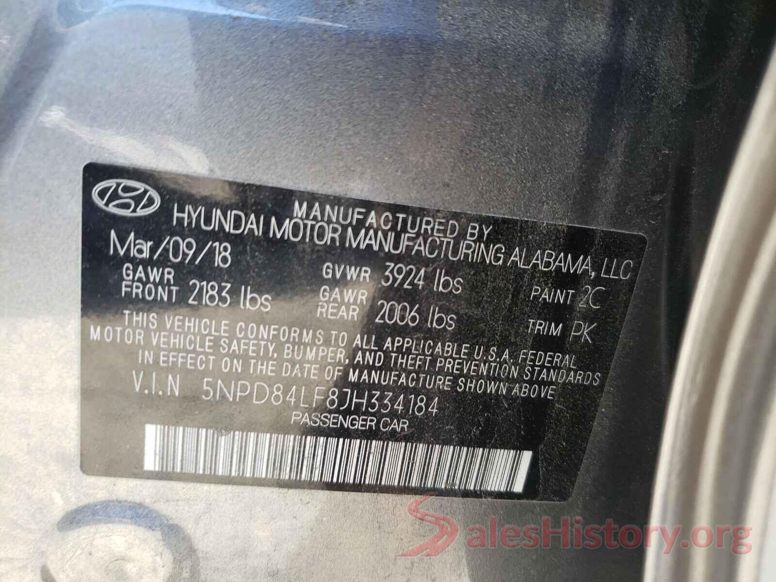 5NPD84LF8JH334184 2018 HYUNDAI ELANTRA