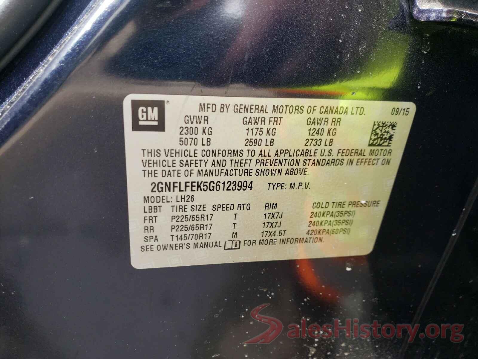 2GNFLFEK5G6123994 2016 CHEVROLET EQUINOX