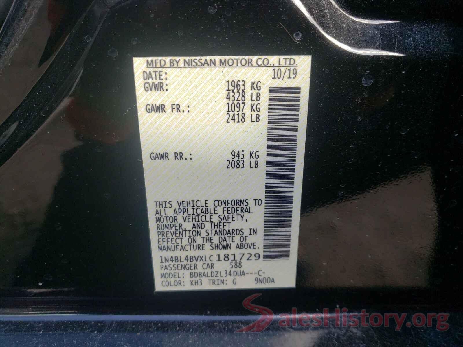 1N4BL4BVXLC181729 2020 NISSAN ALTIMA