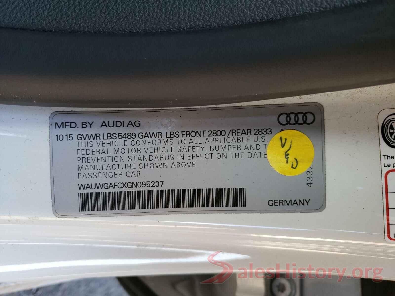 WAUWGAFCXGN095237 2016 AUDI A7