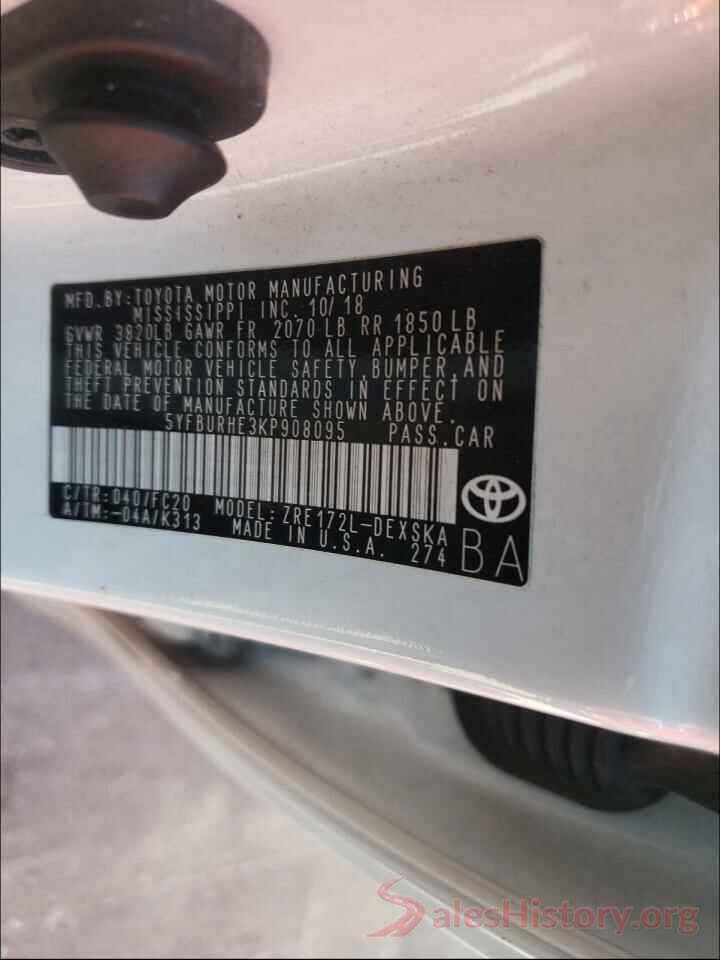 5YFBURHE3KP908095 2019 TOYOTA COROLLA