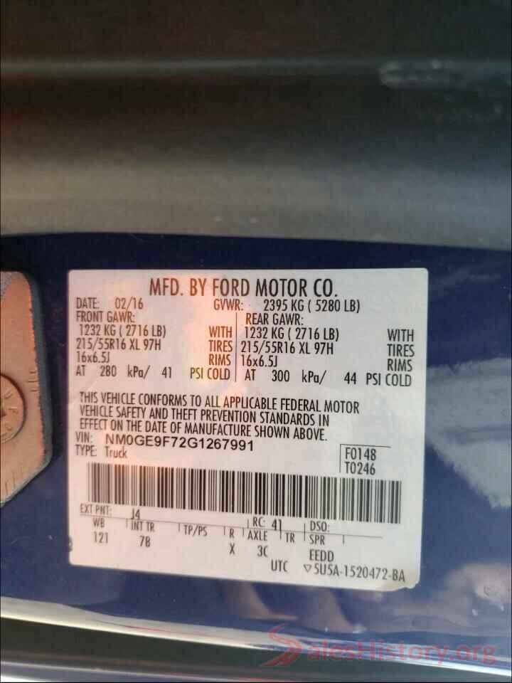 NM0GE9F72G1267991 2016 FORD TRANSIT CO