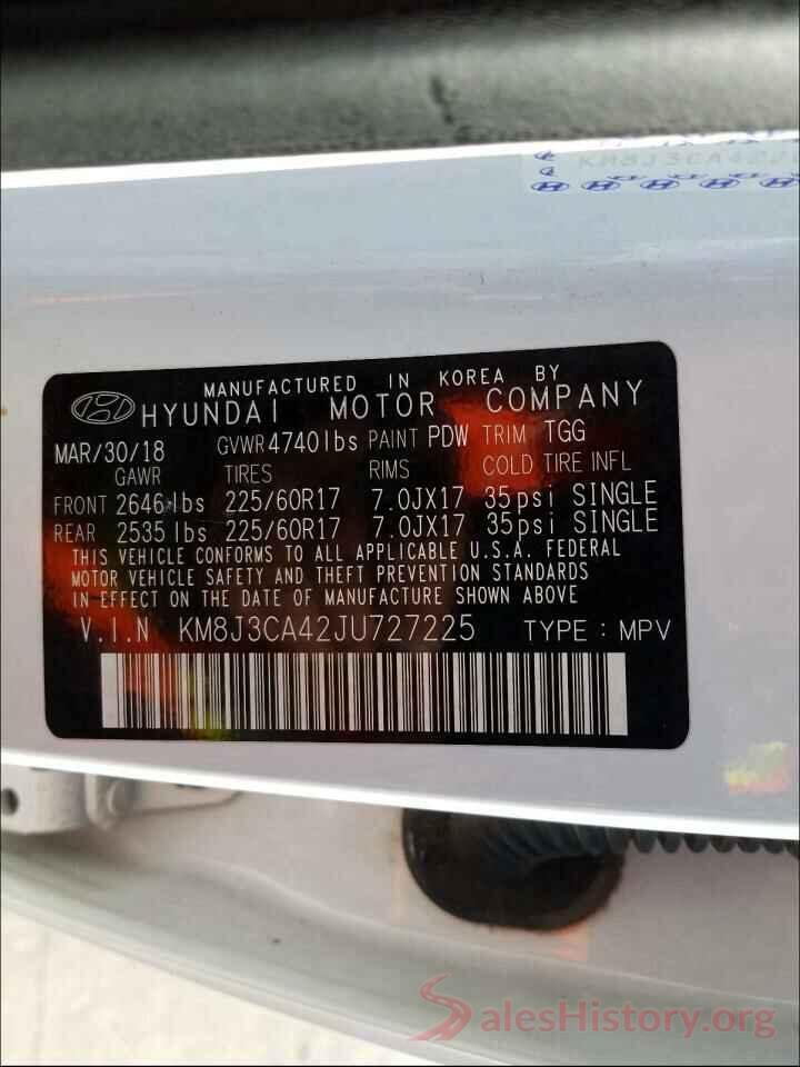 KM8J3CA42JU727225 2018 HYUNDAI TUCSON