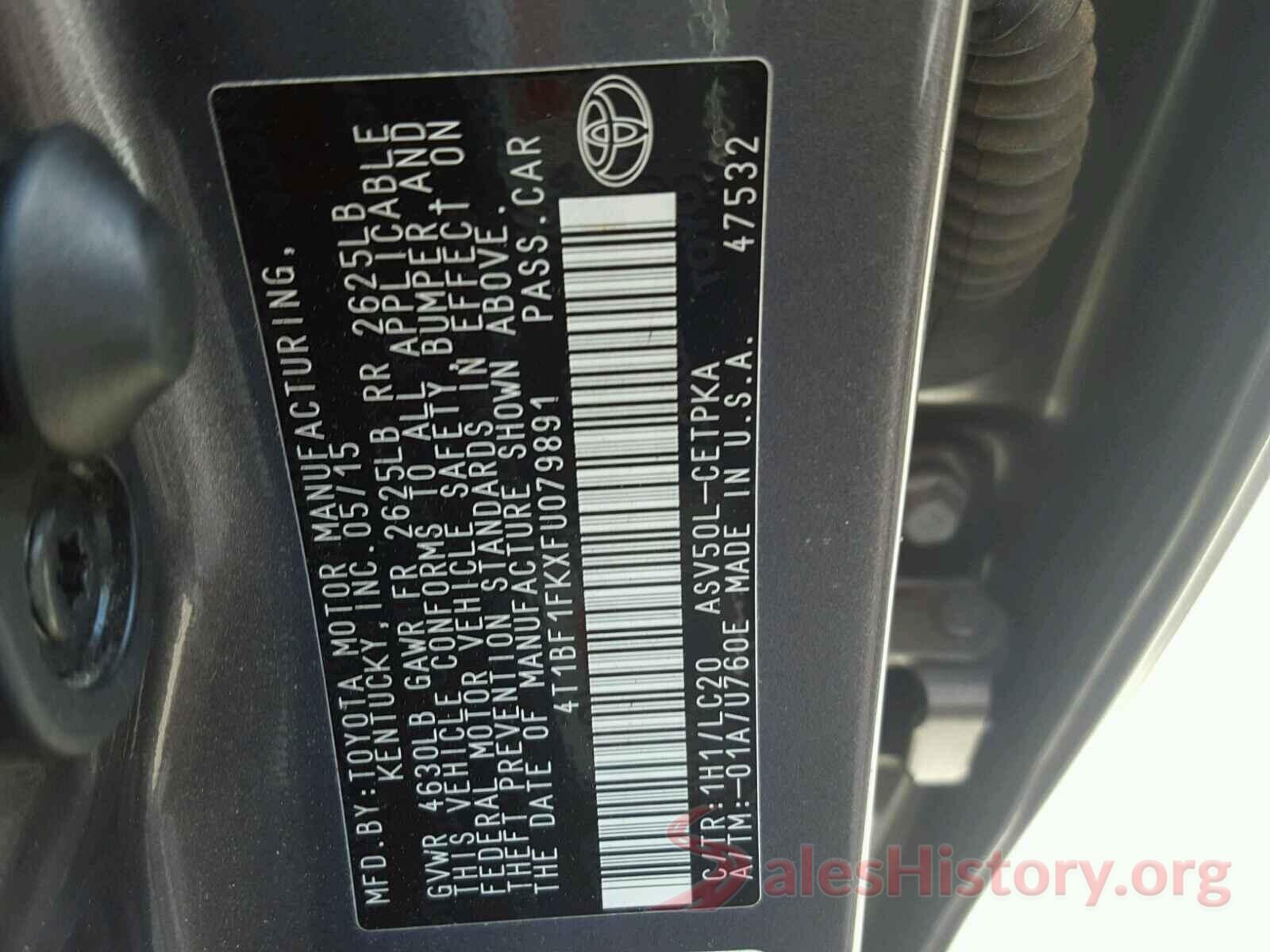 4T1BF1FKXFU079891 2015 TOYOTA CAMRY