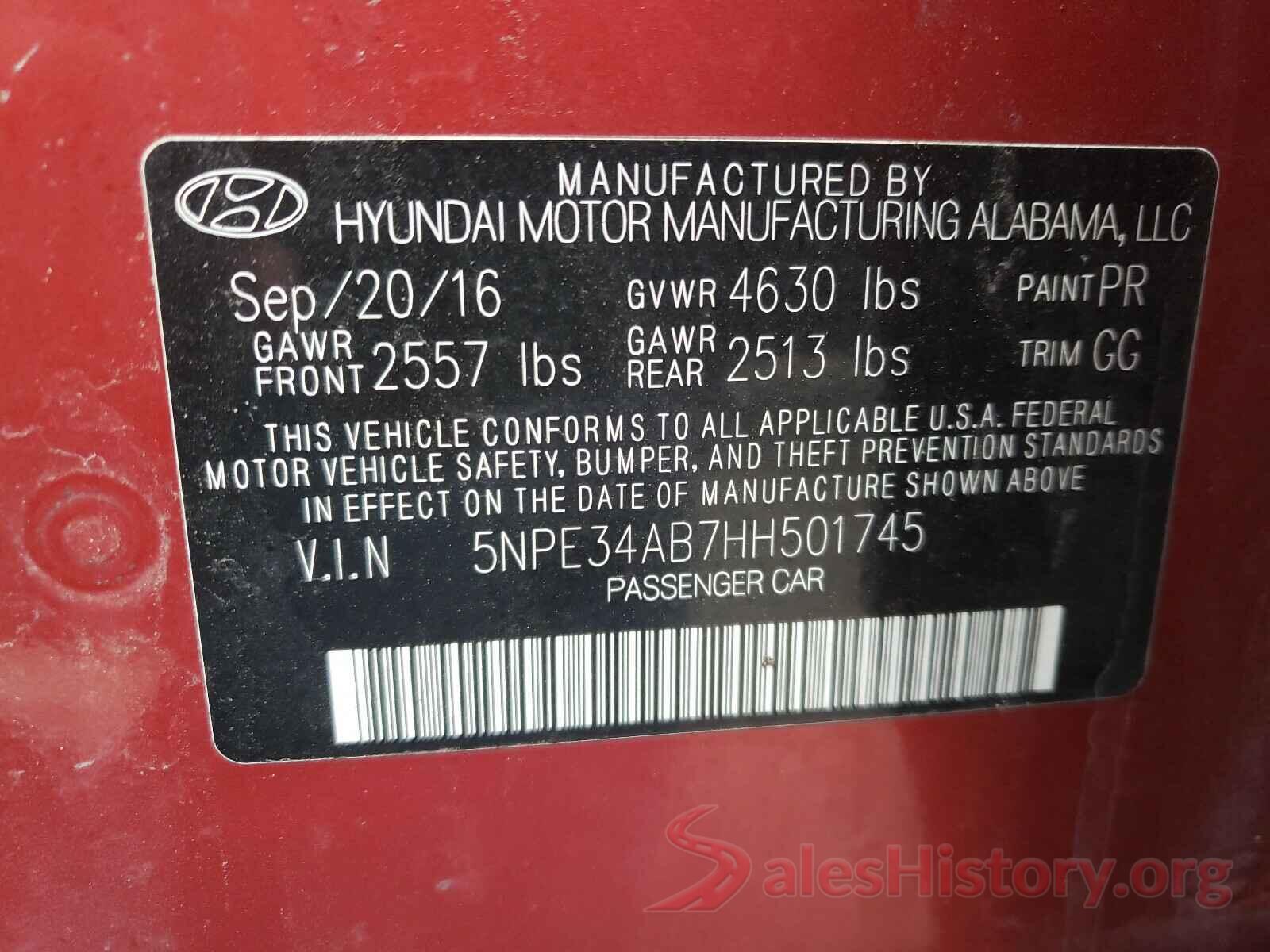 5NPE34AB7HH501745 2017 HYUNDAI SONATA