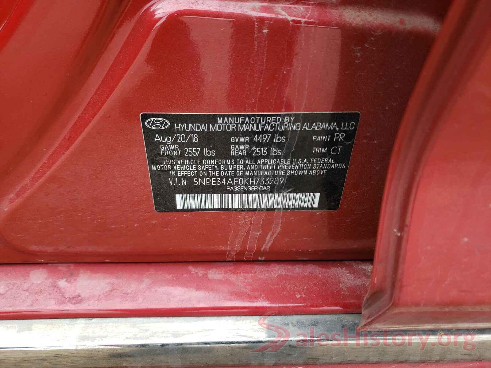 5NPE34AF0KH733209 2019 HYUNDAI SONATA